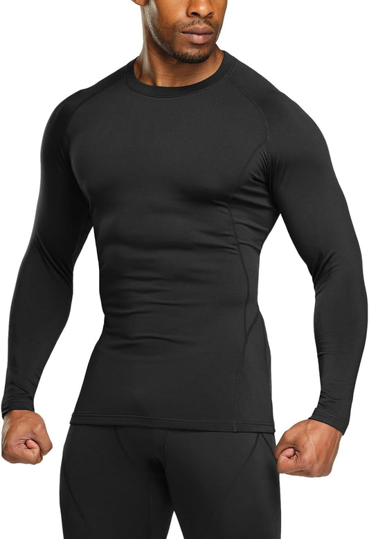 Men'S Thermal Long Sleeve Compression Shirts, Athletic Base Layer Top, Winter Gear Running T-Shirt